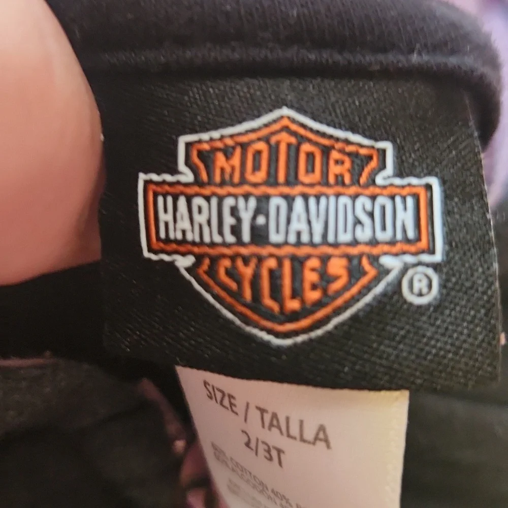 Harley-Davidson Kids Black Hoodie with Purple Lining - Picture 4 of 6